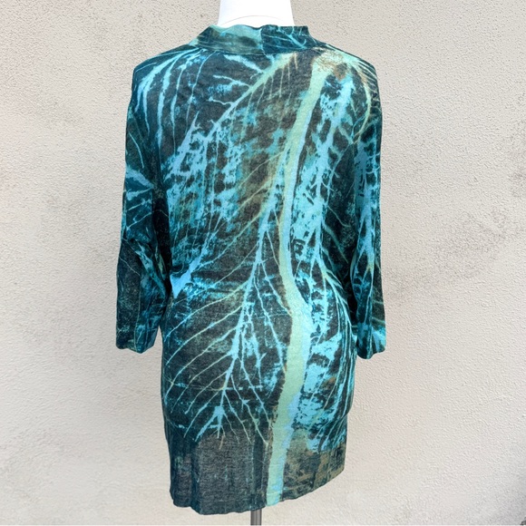 NIC + ZOE long cardigan sweater button down colorful knit blue green abstract 2X - Picture 8 of 14